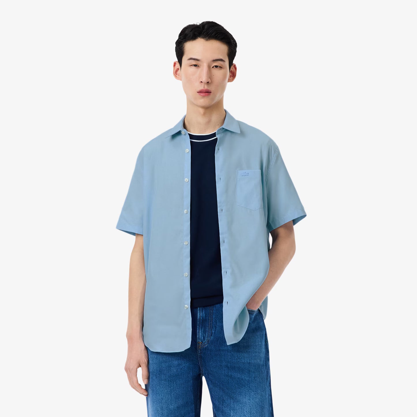 Chemise en coton à manches courtes coupe regular