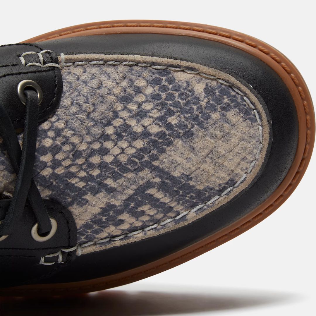 Stone Street Boat Shoe Snake Pattern Suede