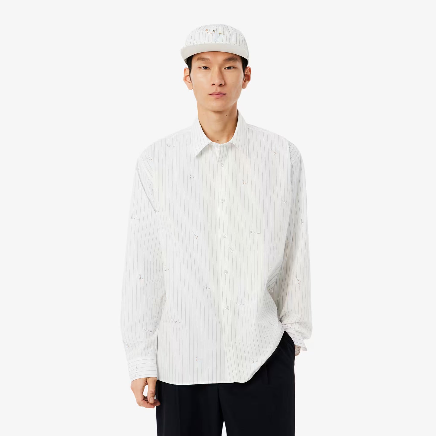 Chemise en coton brodée coupe décontractée