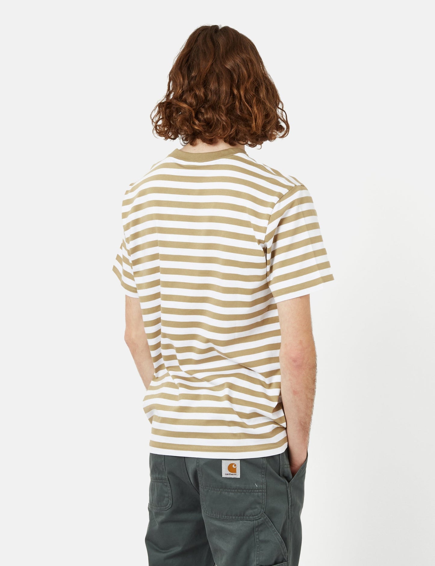 T-shirt Scotty à rayures avec poche (Standard) - Marron Ammonite/Blanc
