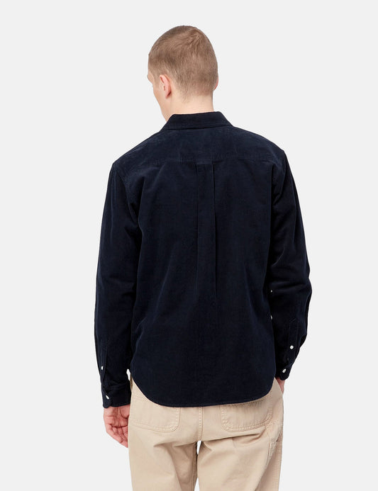 Chemise Madison (Côtelé fin) - Bleu marine foncé/Blanc