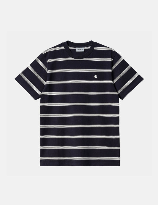 Glover Streifen-T-Shirt – Dunkelblau/Wachs/Wachs