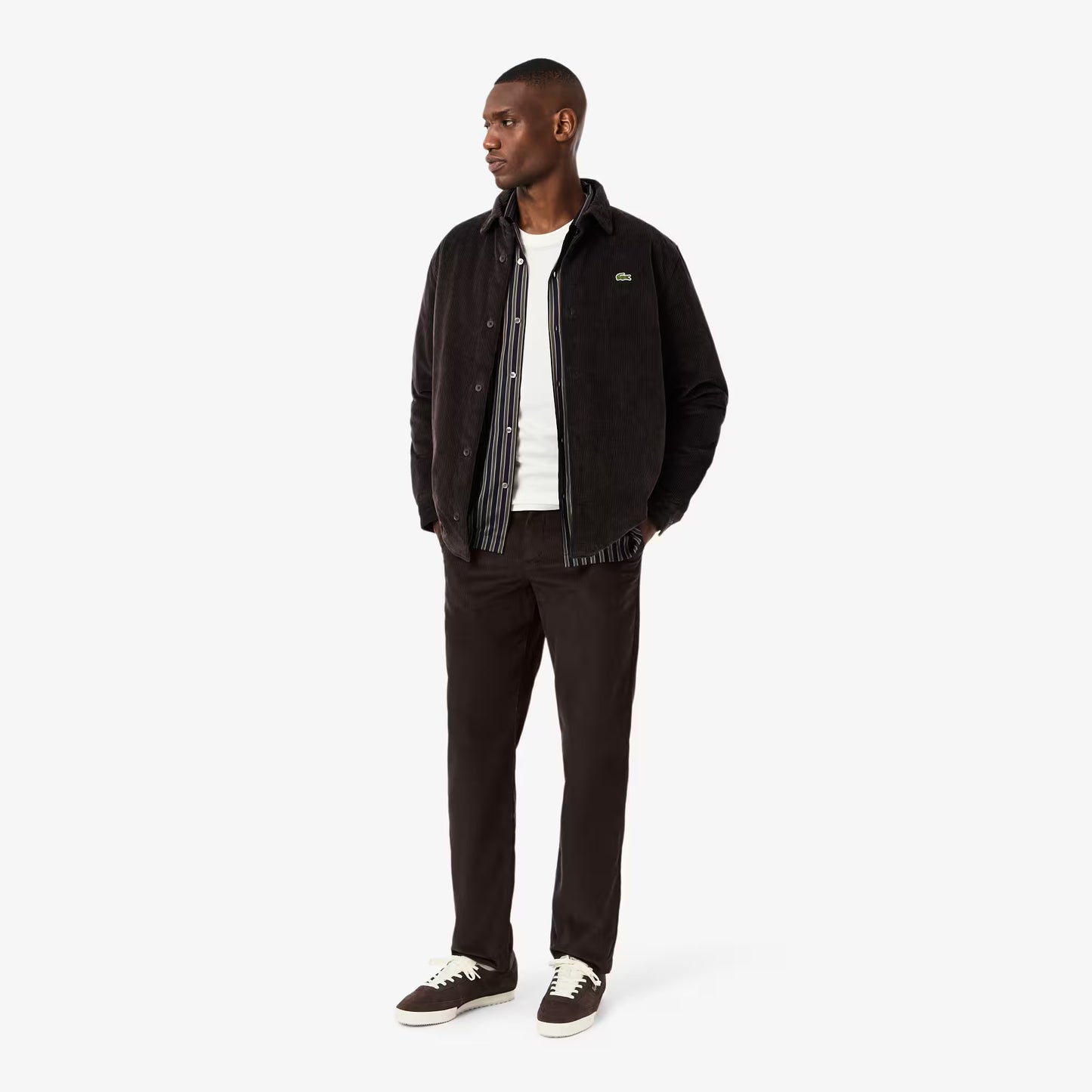 Pantalon Chino en Velours Côtelé Coupe Droite