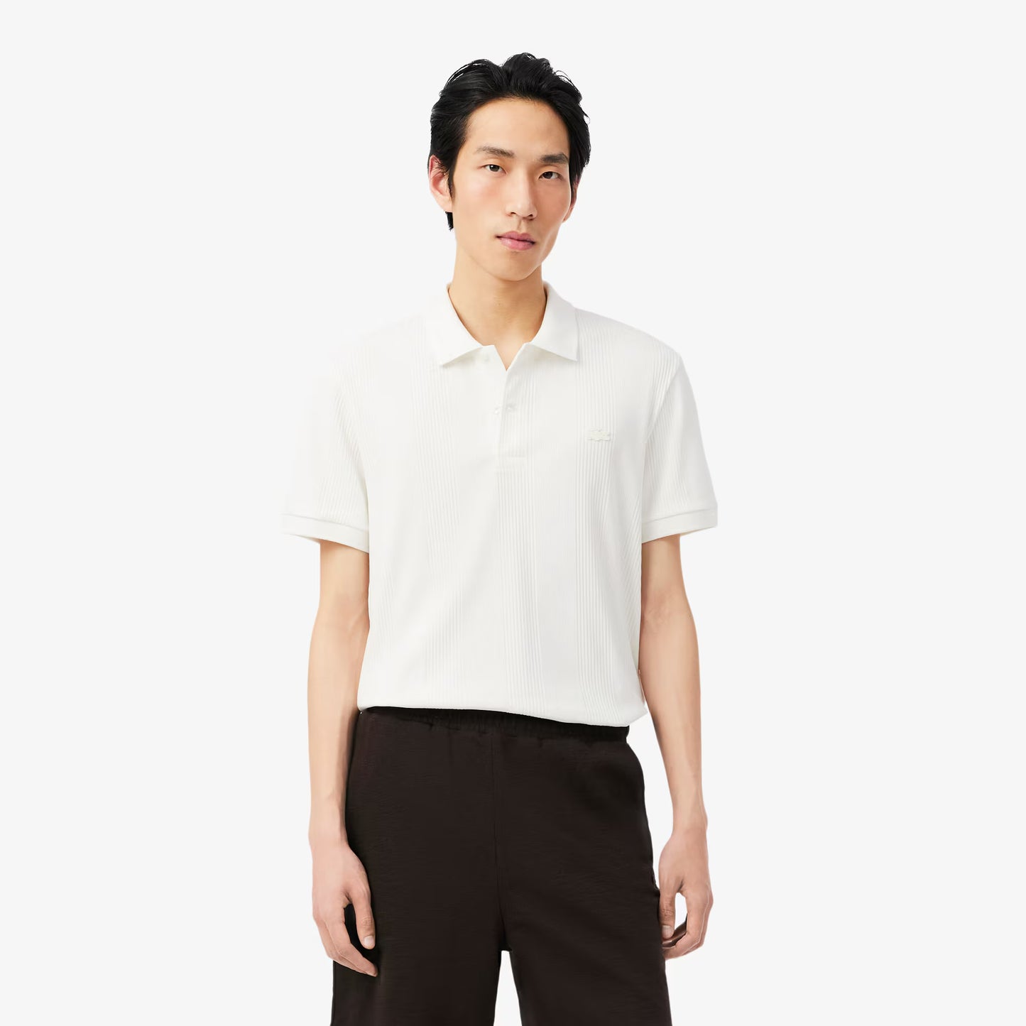 Polo en maille côtelée coupe droite