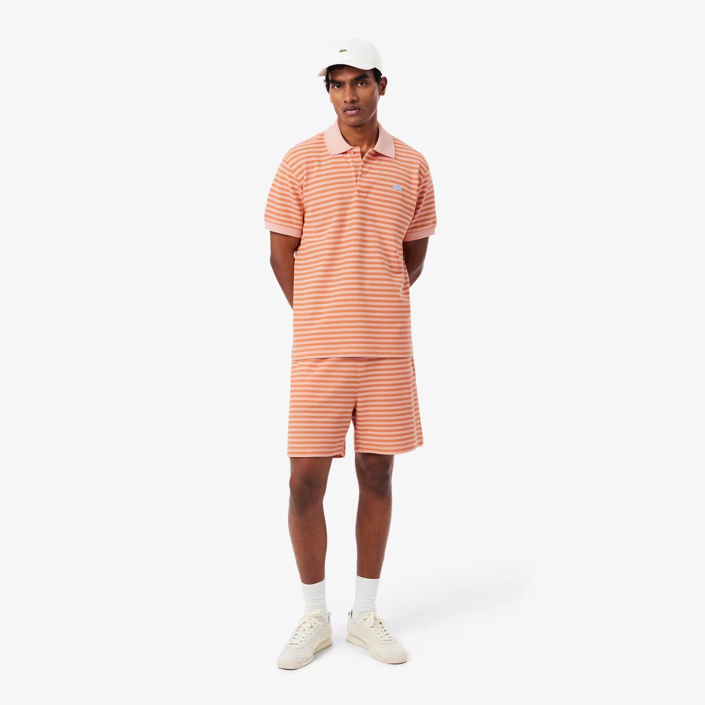Shorts en coton rayé coupe droite