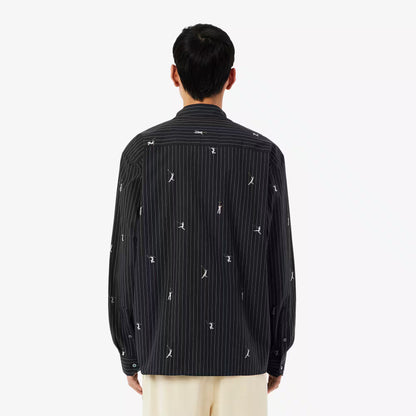 Chemise en coton brodée coupe décontractée