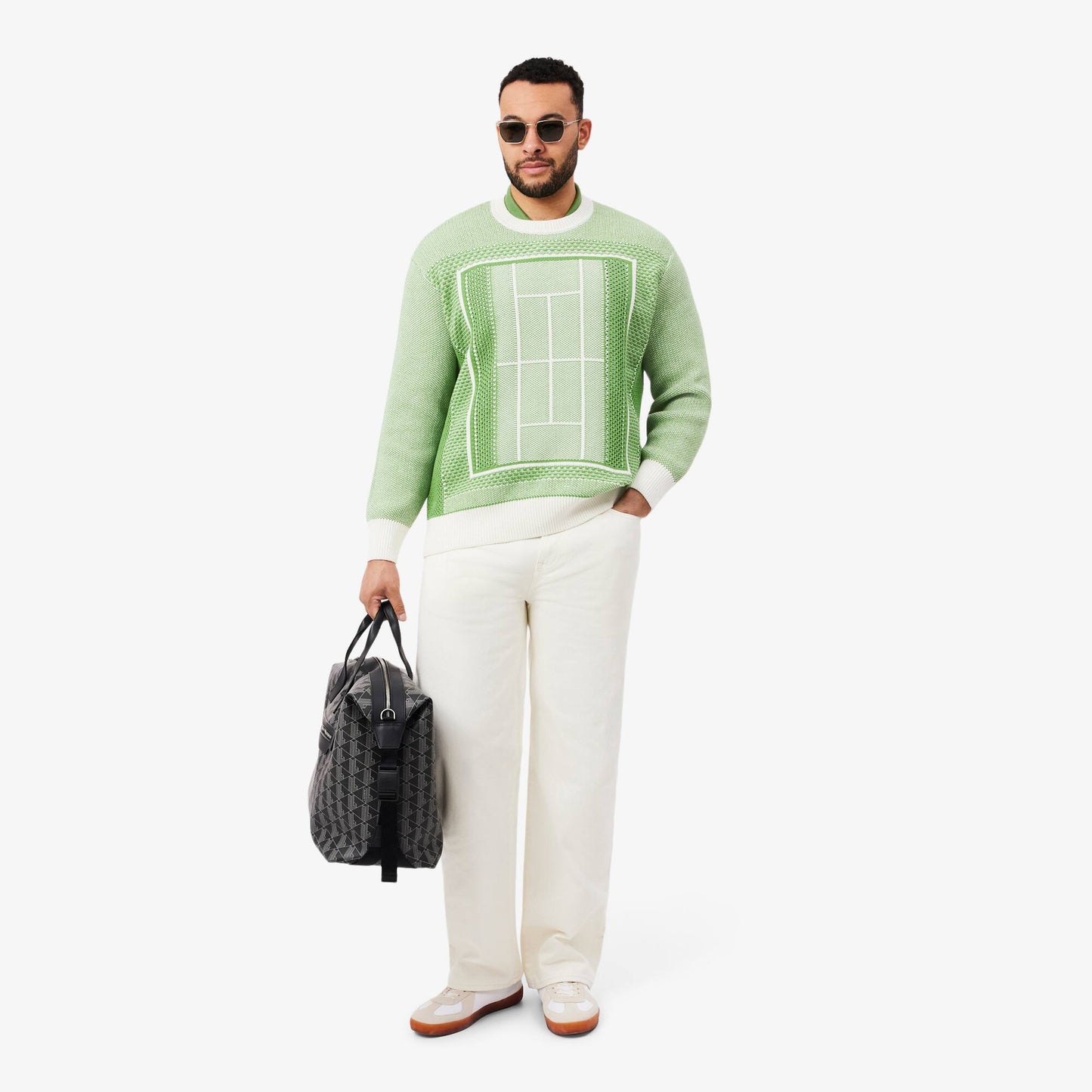 Pull en jacquard motif terrain de tennis