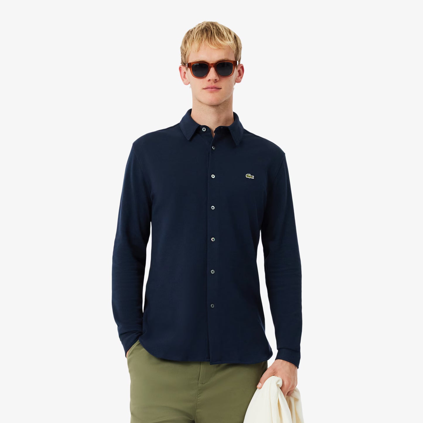 Chemise en piqué de coton coupe ajustée