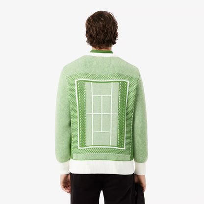 Pull en jacquard motif terrain de tennis