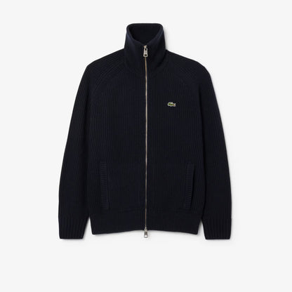 Pull zippé à col montant en laine