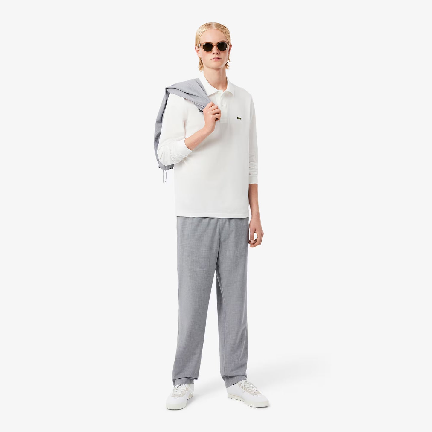 Pantalon chino en flanelle de laine coupe droite