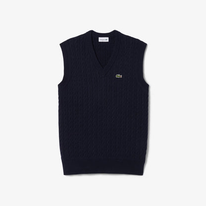 Gilet pull en coton tricoté torsadé