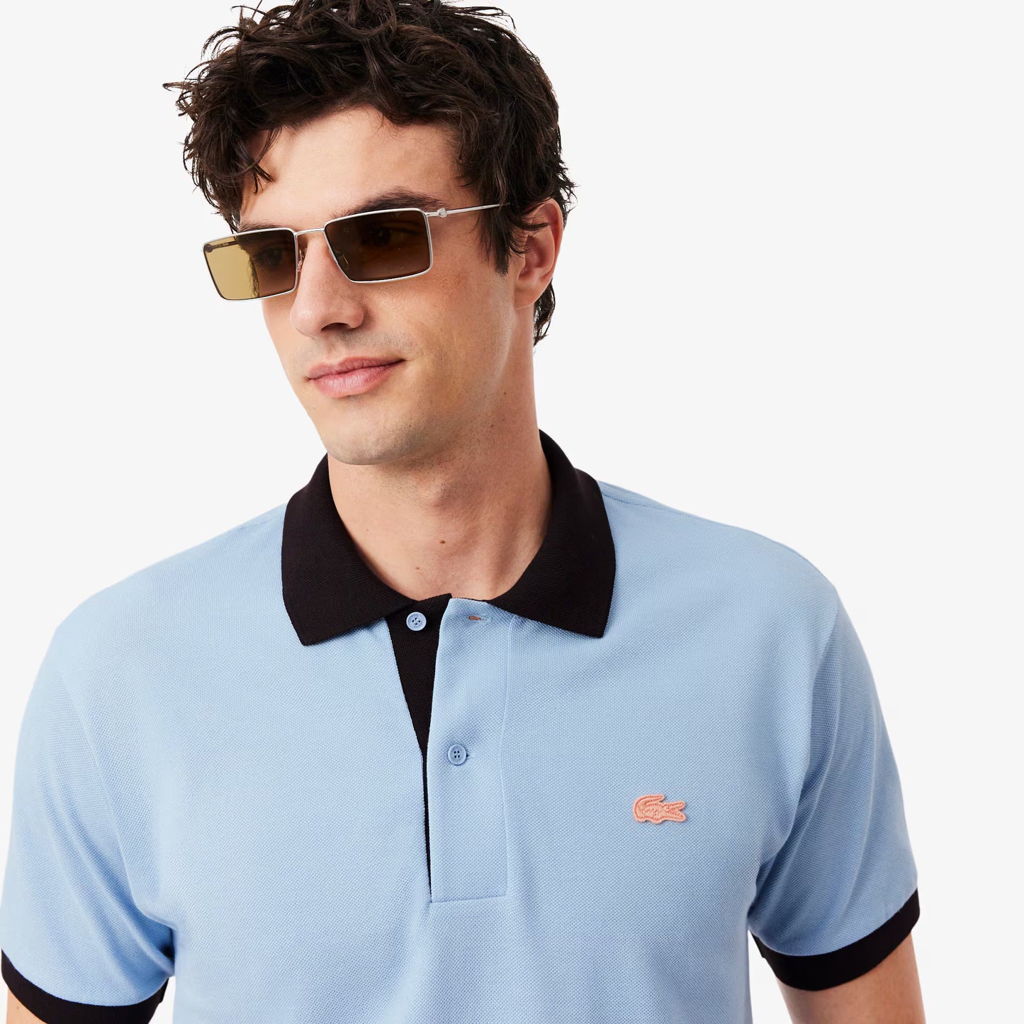 Polo en maille côtelée contrastante coupe classique