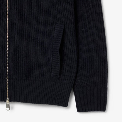 Pull zippé à col montant en laine