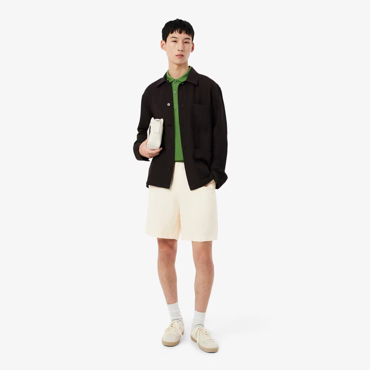 Short en sergé de lin mélangé, coupe droite