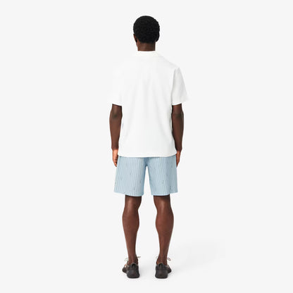 Short en coton rayé imprimé crocodile