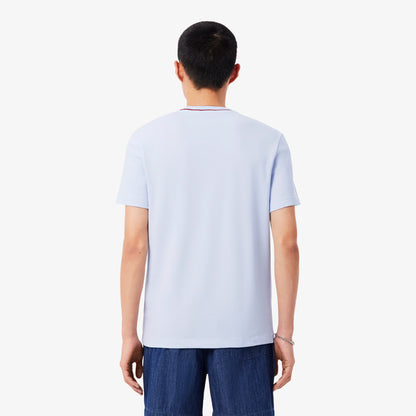 T-shirt à col rayé en piqué stretch