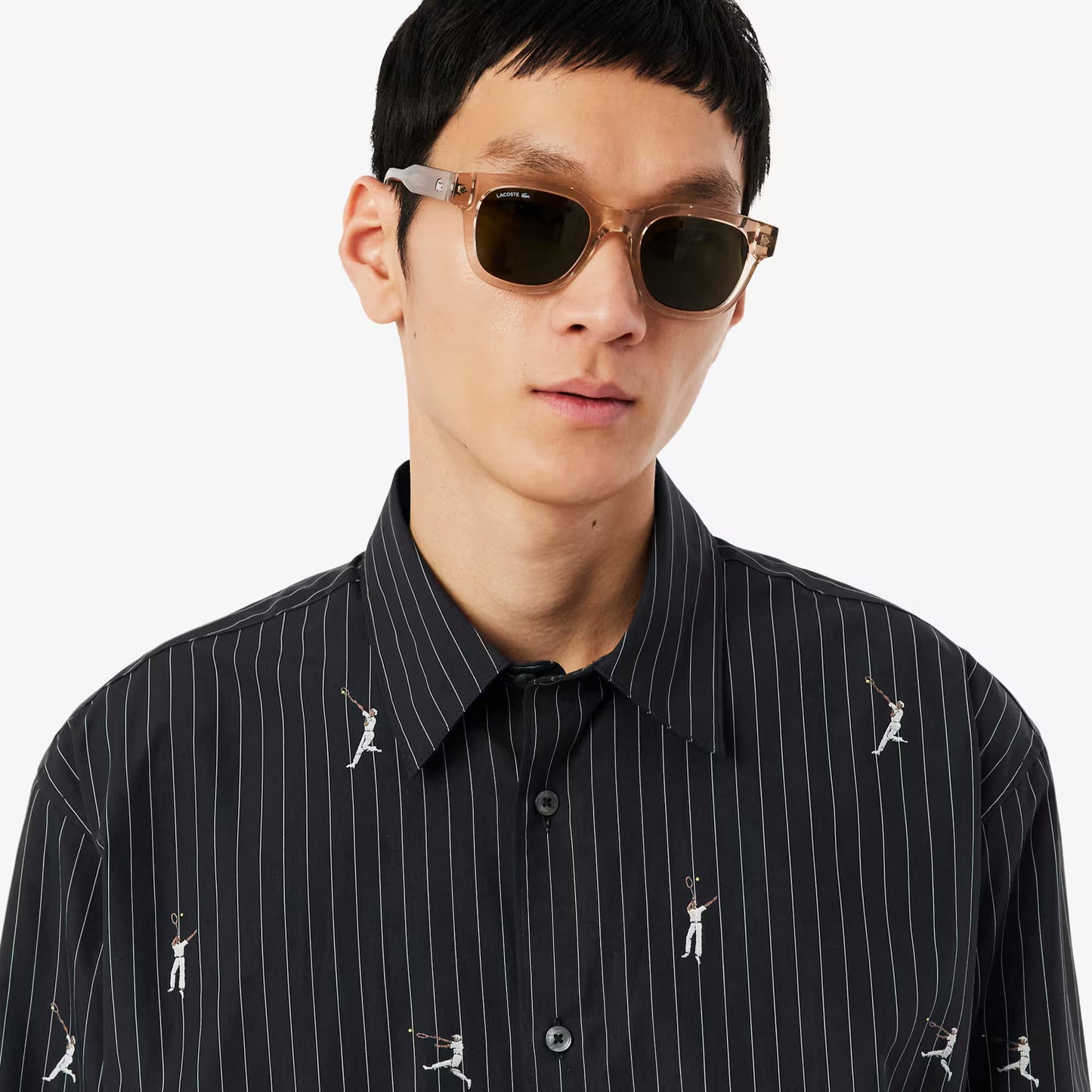 Chemise en coton brodée coupe décontractée