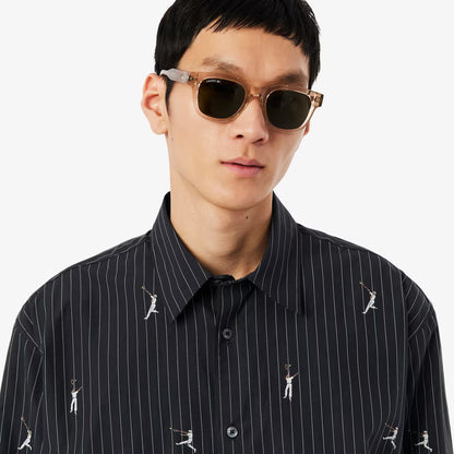 Chemise en coton brodée coupe décontractée