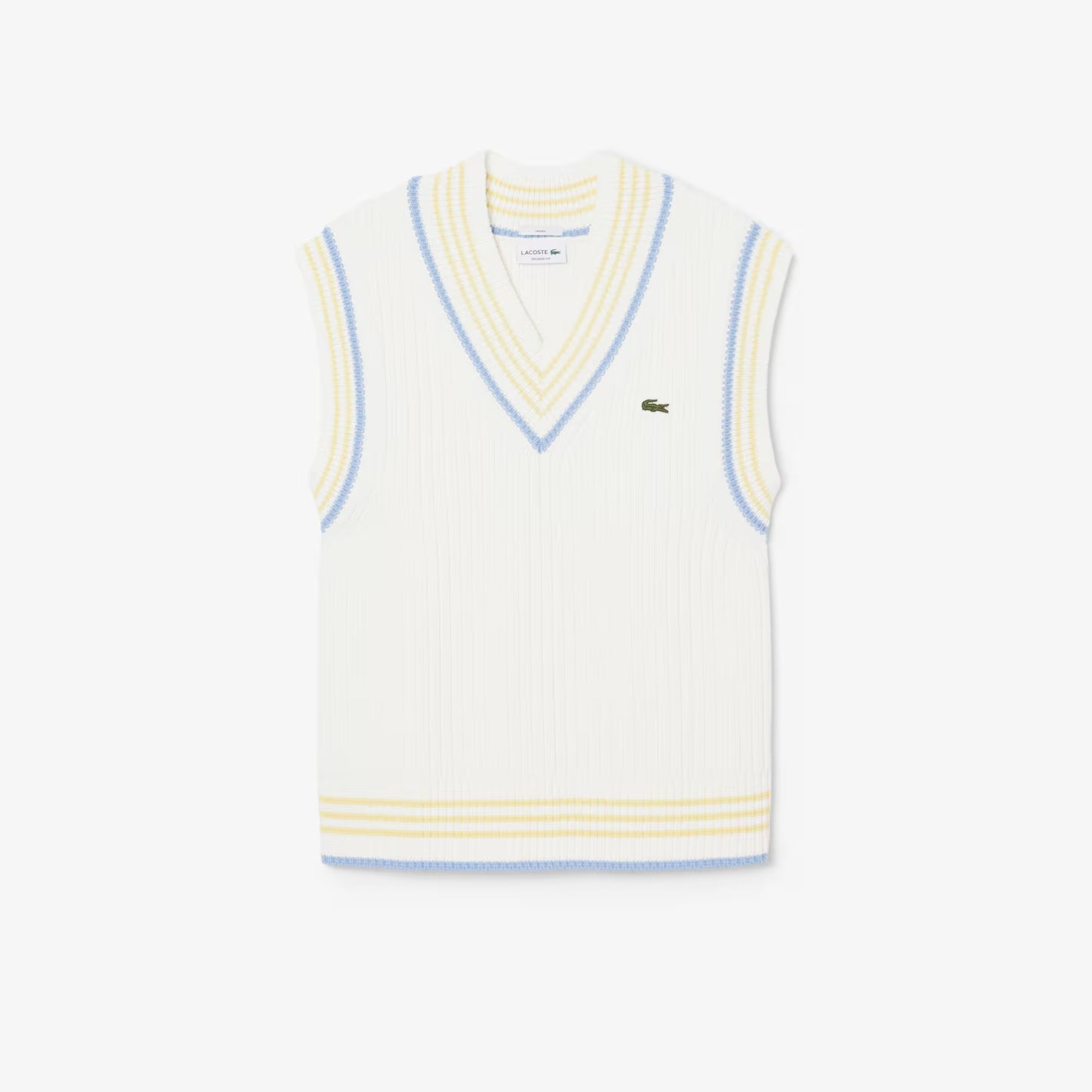 Gilet pull en coton côtelé rayé