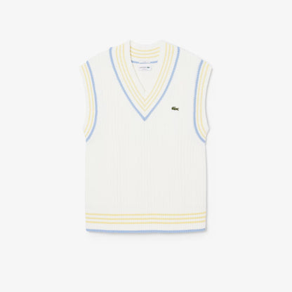 Gilet pull en coton côtelé rayé
