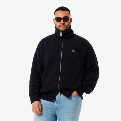 Pull zippé à col montant en laine