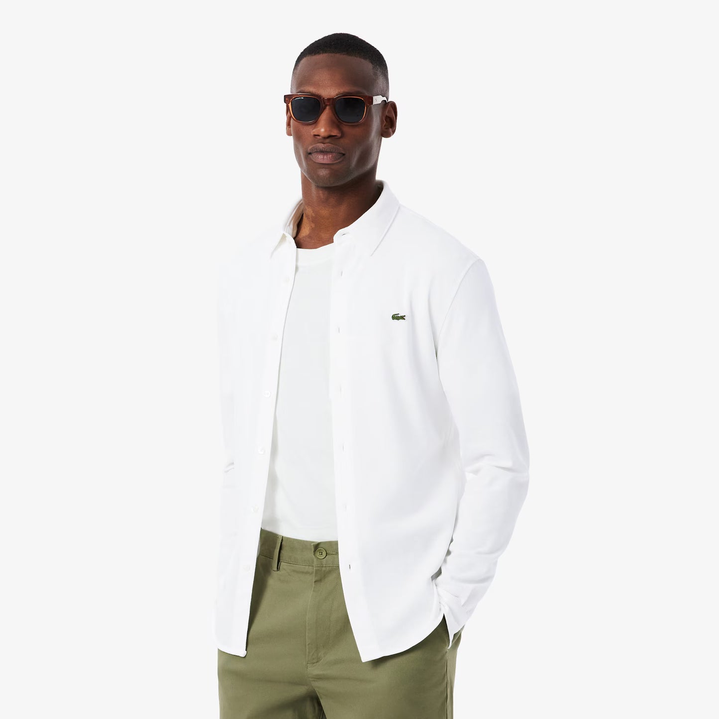 Chemise en piqué de coton coupe ajustée