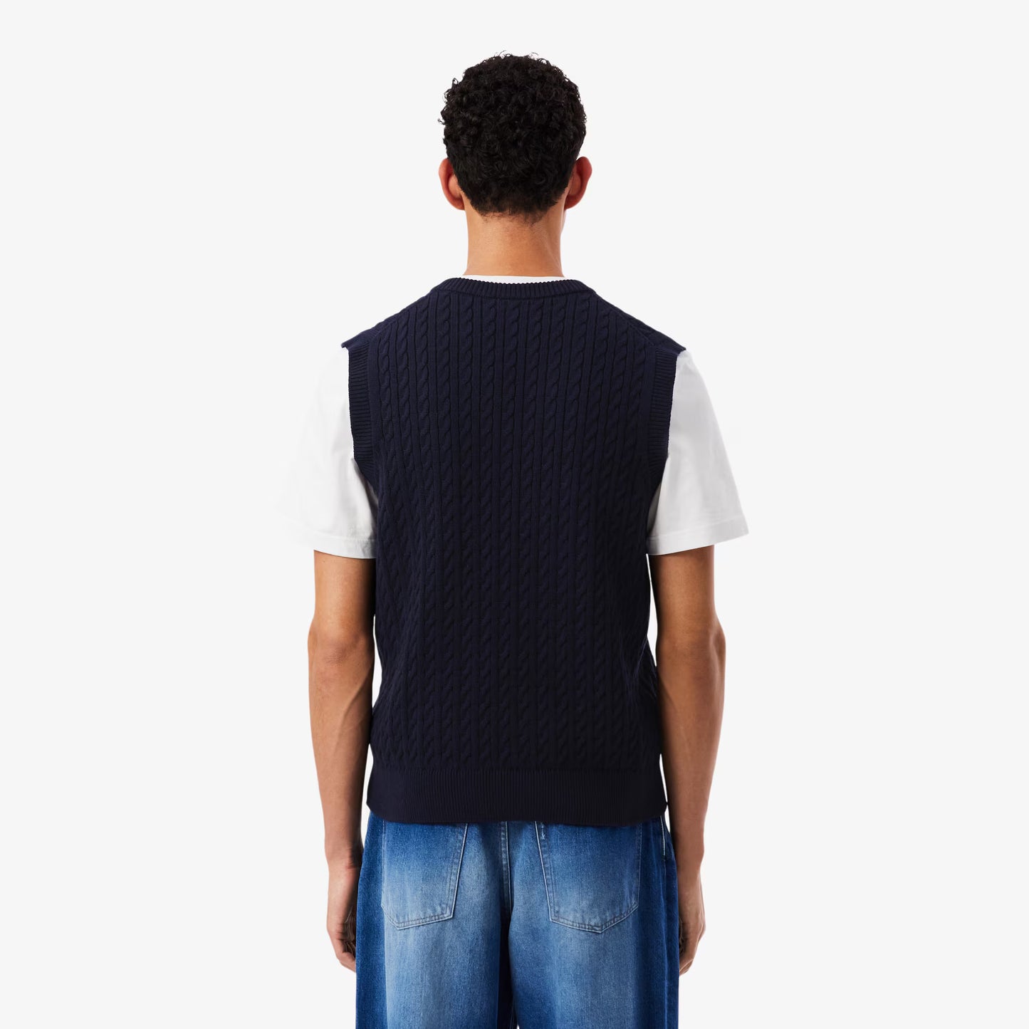 Gilet pull en coton tricoté torsadé
