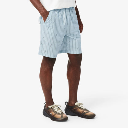 Short en coton rayé imprimé crocodile