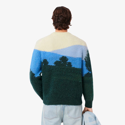 Pull en alpaga jacquard paysage