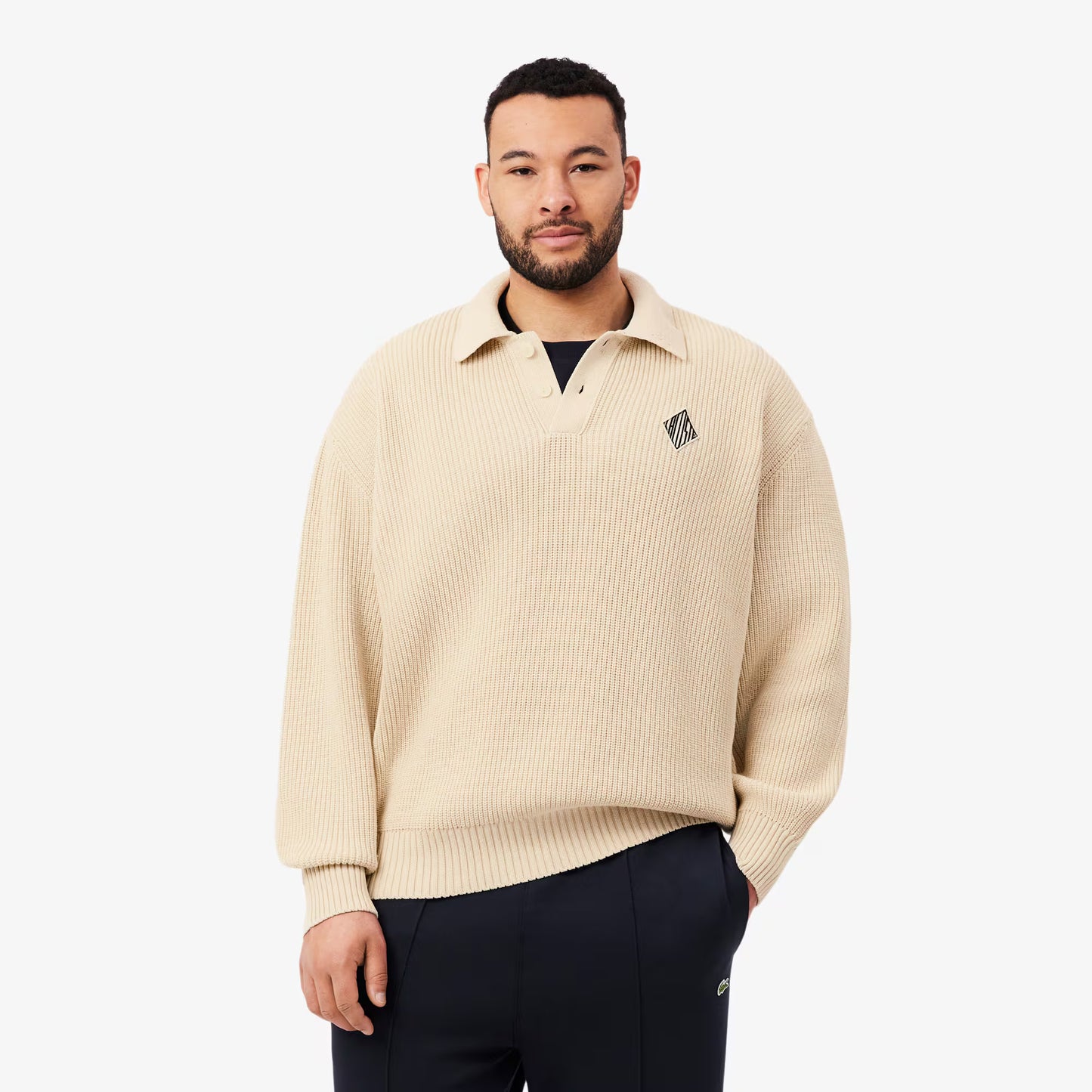 Pull Col Polo Perlés à Badge