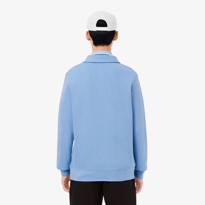 Sweat-shirt en coton côtelé à col polo