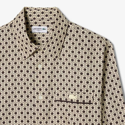 Chemise en coton imprimée coupe droite