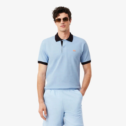 Polo en maille côtelée contrastante coupe classique
