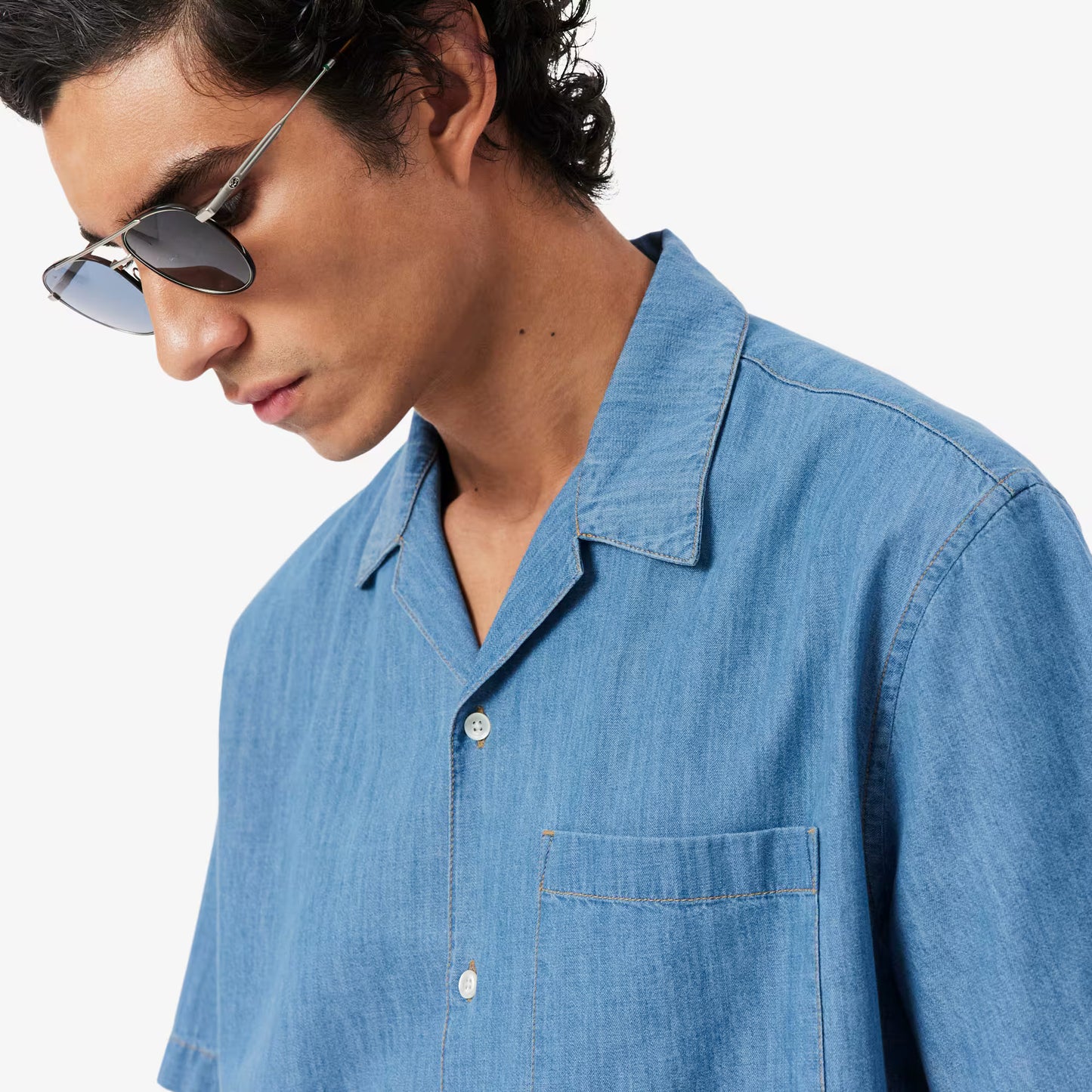 Chemise en jean décontractée à col ouvert