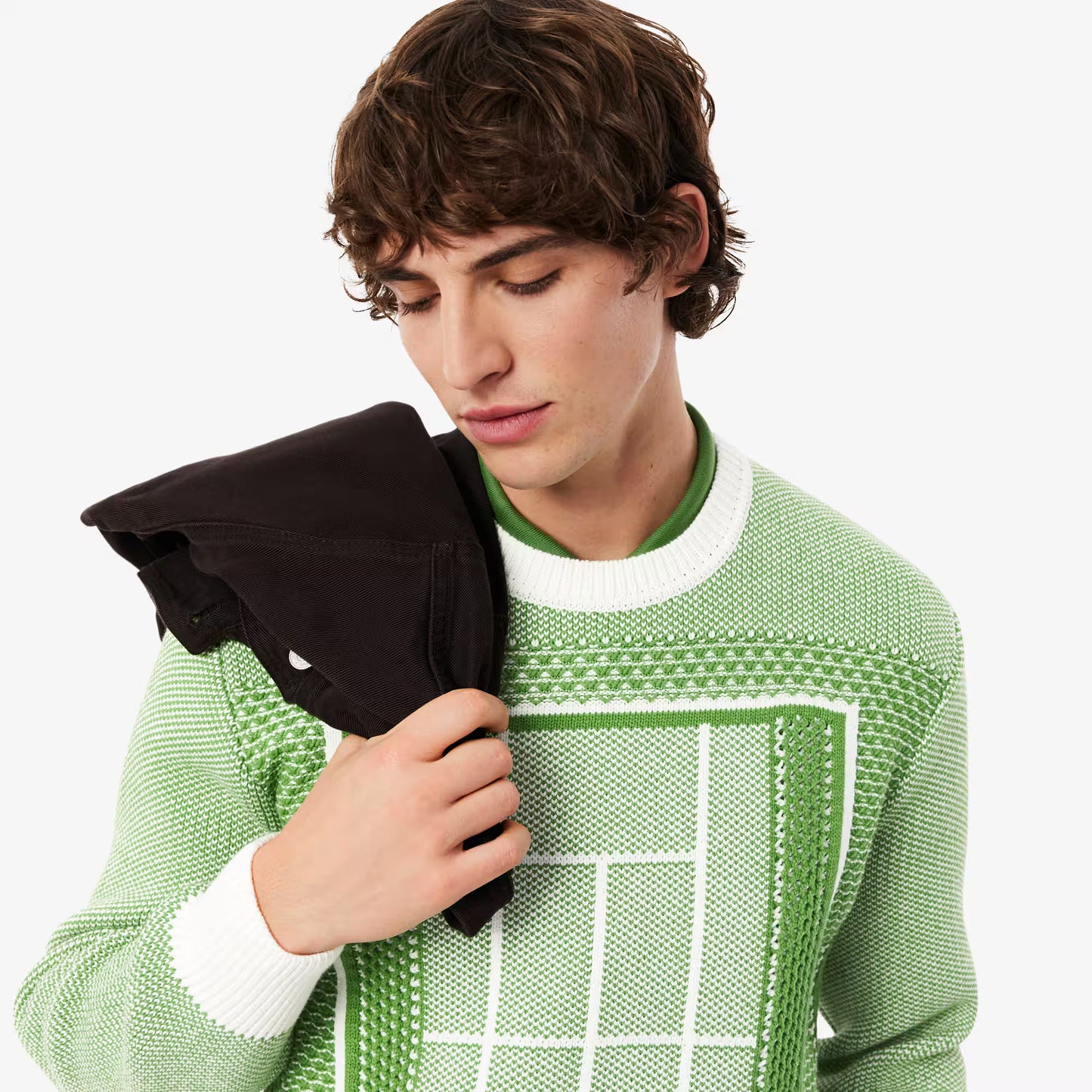 Pull en jacquard motif terrain de tennis
