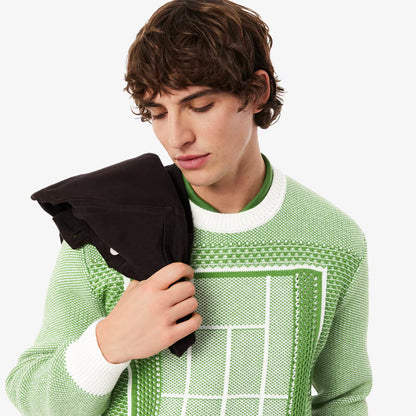 Pull en jacquard motif terrain de tennis