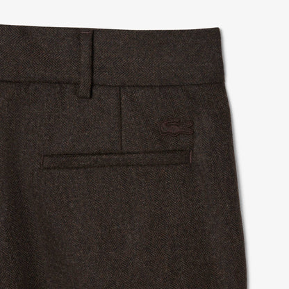 Pantalon Droit en Laine à Chevrons