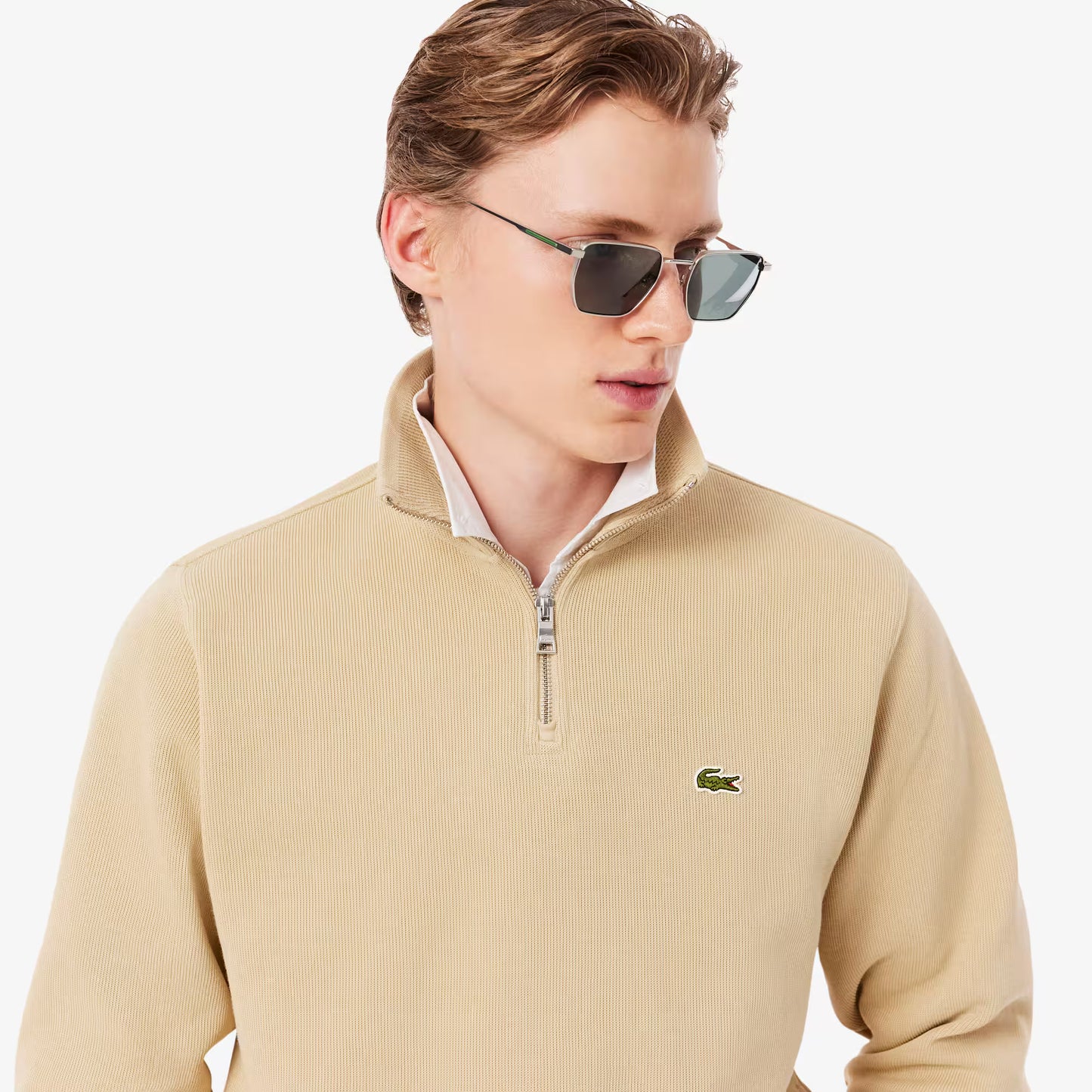 Sweatshirt zippé à col montant en interlock