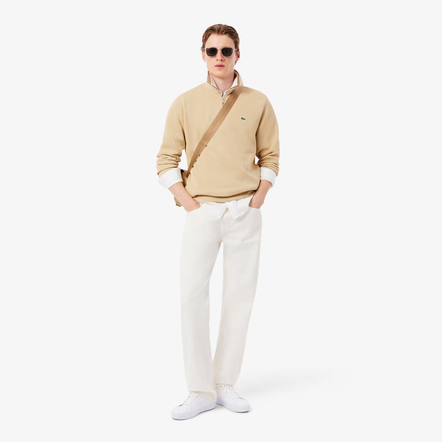 Sweatshirt zippé à col montant en interlock