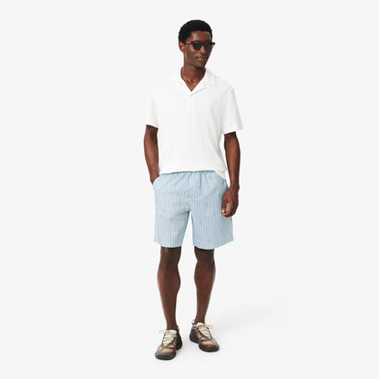 Short en coton rayé imprimé crocodile