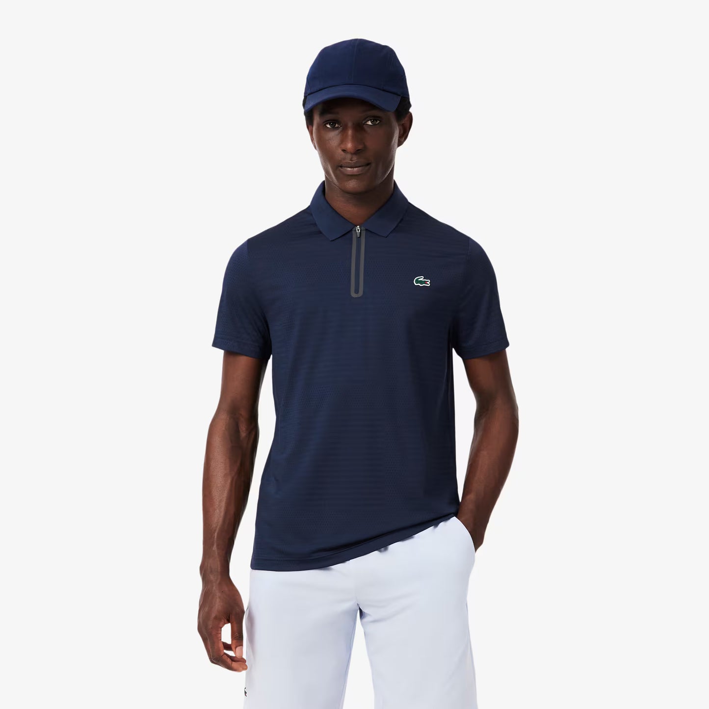 Polo de tennis en jacquard stretch ultra-respirant
