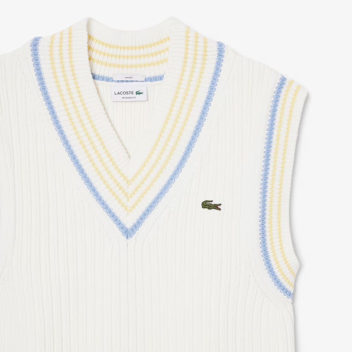 Gilet pull en coton côtelé rayé