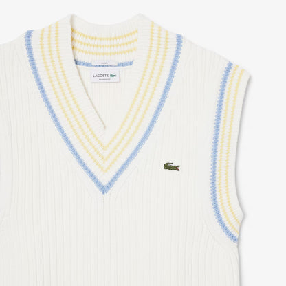 Gilet pull en coton côtelé rayé