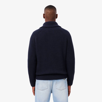 Pull zippé à col montant en laine