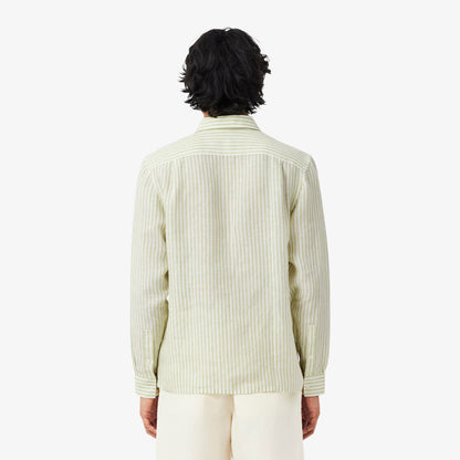 Chemise rayée en lin coupe droite