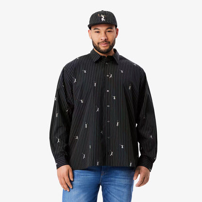 Chemise en coton brodée coupe décontractée