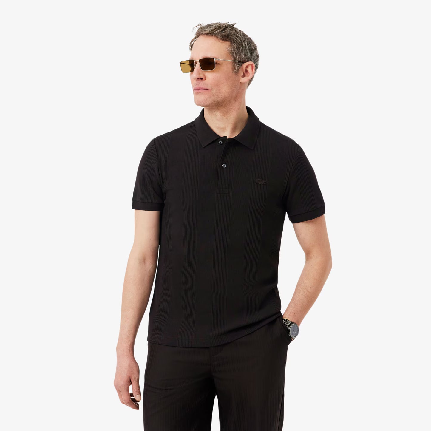 Polo en maille côtelée coupe droite