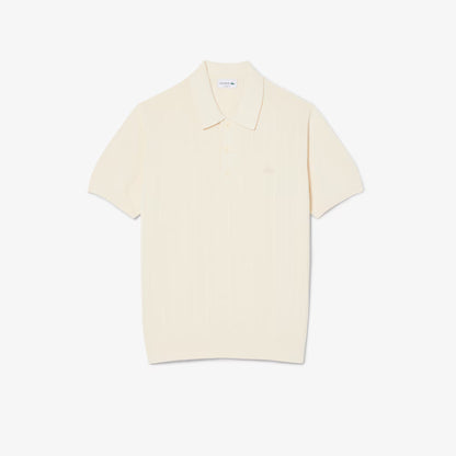 Pull à col polo en maille côtelée fluide