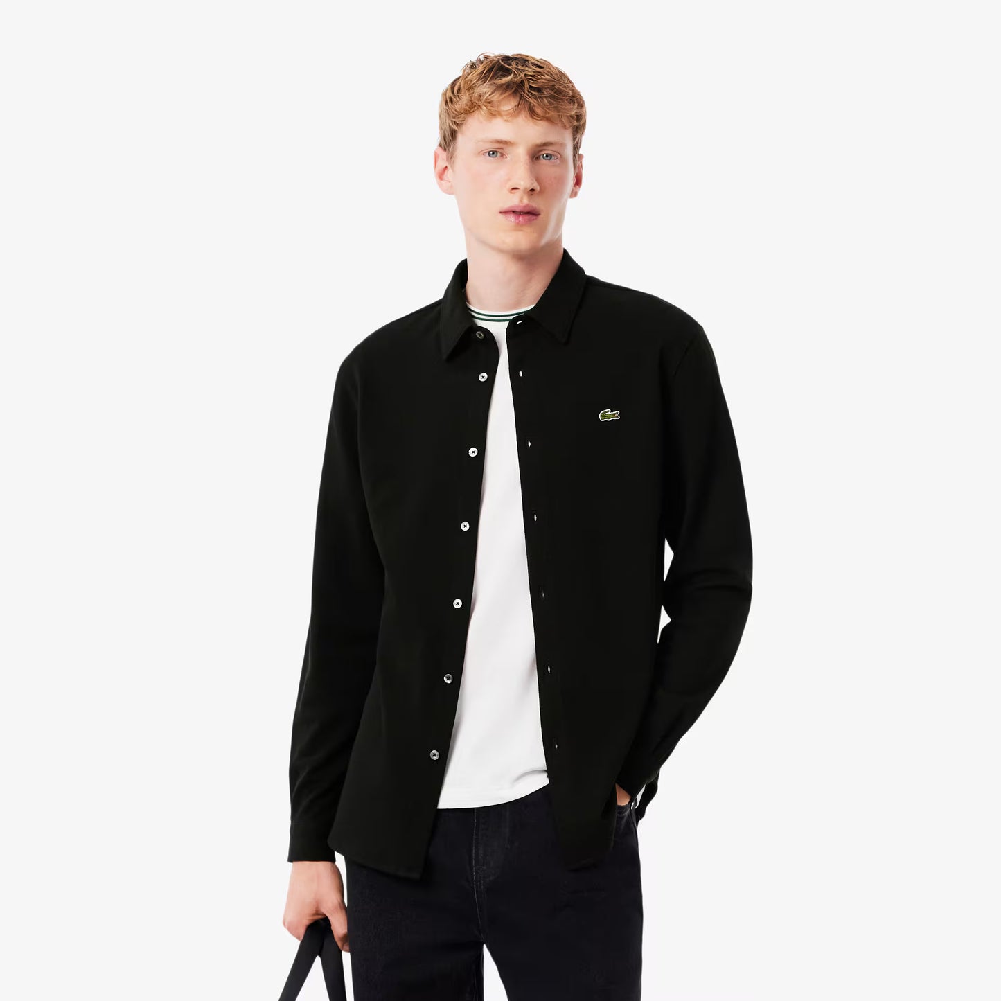 Chemise en piqué de coton coupe ajustée